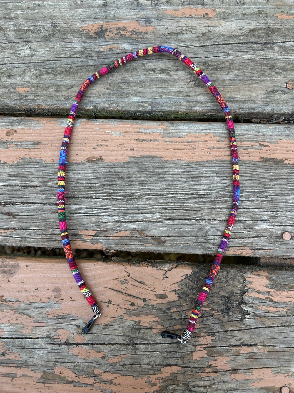 Boho Multicolor Fabric Eyewear Chain - Red & Purple